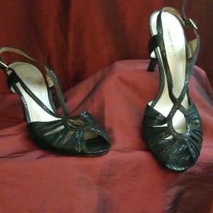 Nine West sz 8.5 black heel, rfaix eptile finish